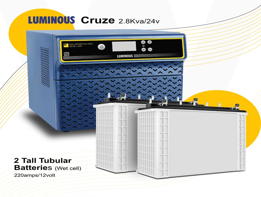 2.8KVA/24V INVERTER PLUS 3TUBULLAR 220AH/12V BATTERY