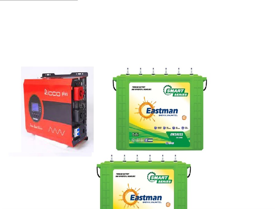 RICCO2.5KVA/24V INVERTER+2 ,220AH TUBULAR BATTERY